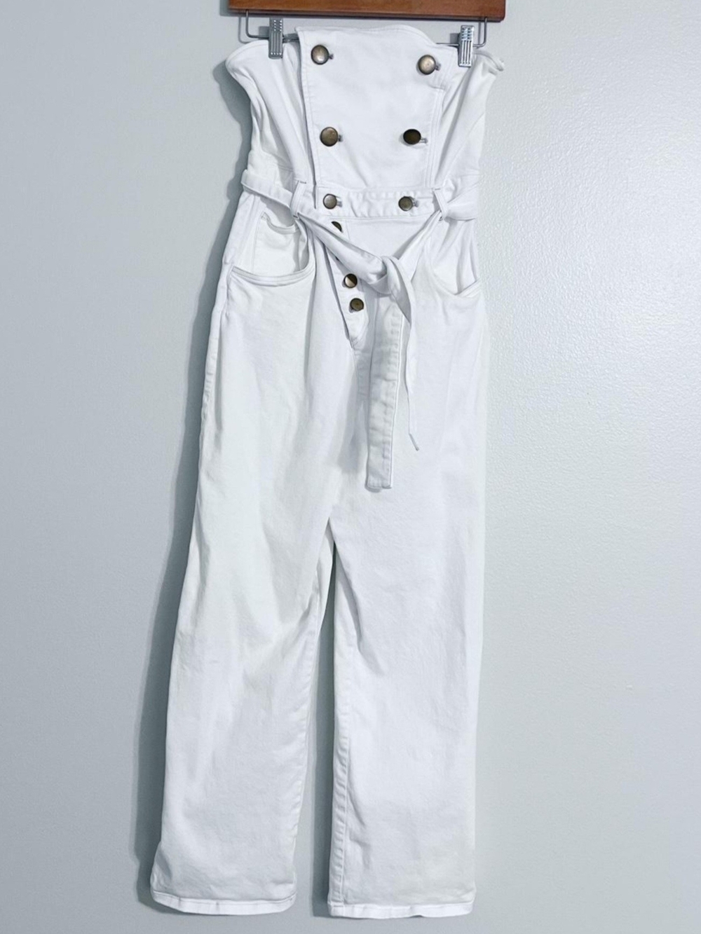 Marissa Webb Gemma Strapless Twill Jumpsuit Off-White Cream Utility 14